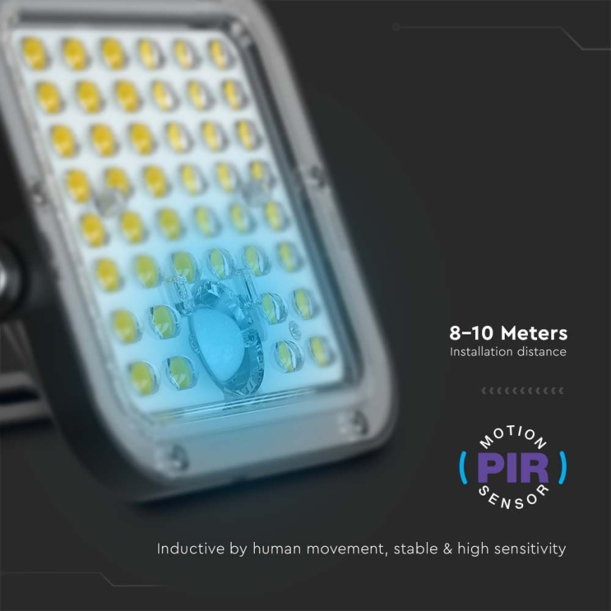 LED Solárny reflektor so senzorom LED/30W/6,4V 6400K + diaľkové ovládanie