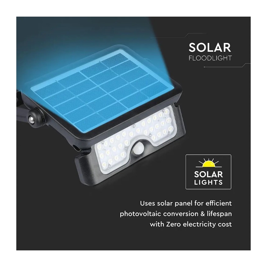 LED Solárny reflektor so senzorom LED/5W/3,7V IP65 4000K 3000 mAh
