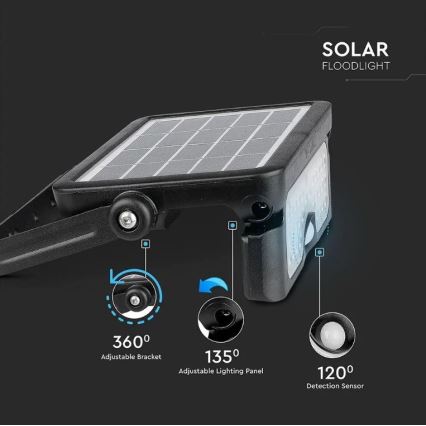 LED Solárny reflektor so senzorom LED/5W/3,7V IP65 4000K 3000 mAh