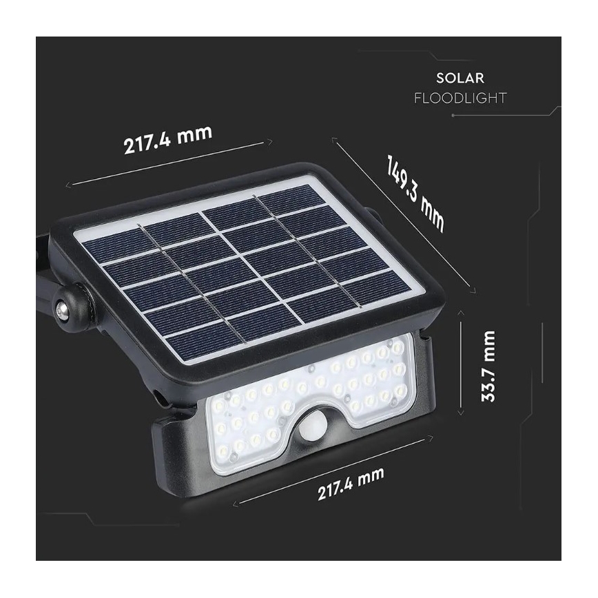 LED Solárny reflektor so senzorom LED/5W/3,7V IP65 4000K 3000 mAh