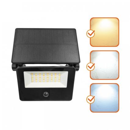 LED solárny reflektor so senzorom NCS G2 LED/20W/3,7V 3000/4000/6500K IP54 2600 mAh