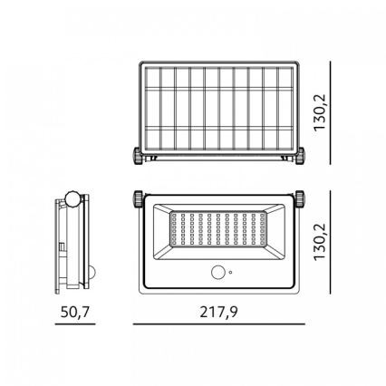 LED solárny reflektor so snímačom NCS G2 LED/30W/3,7V 3000/4000/6500K IP54 5200 mAh