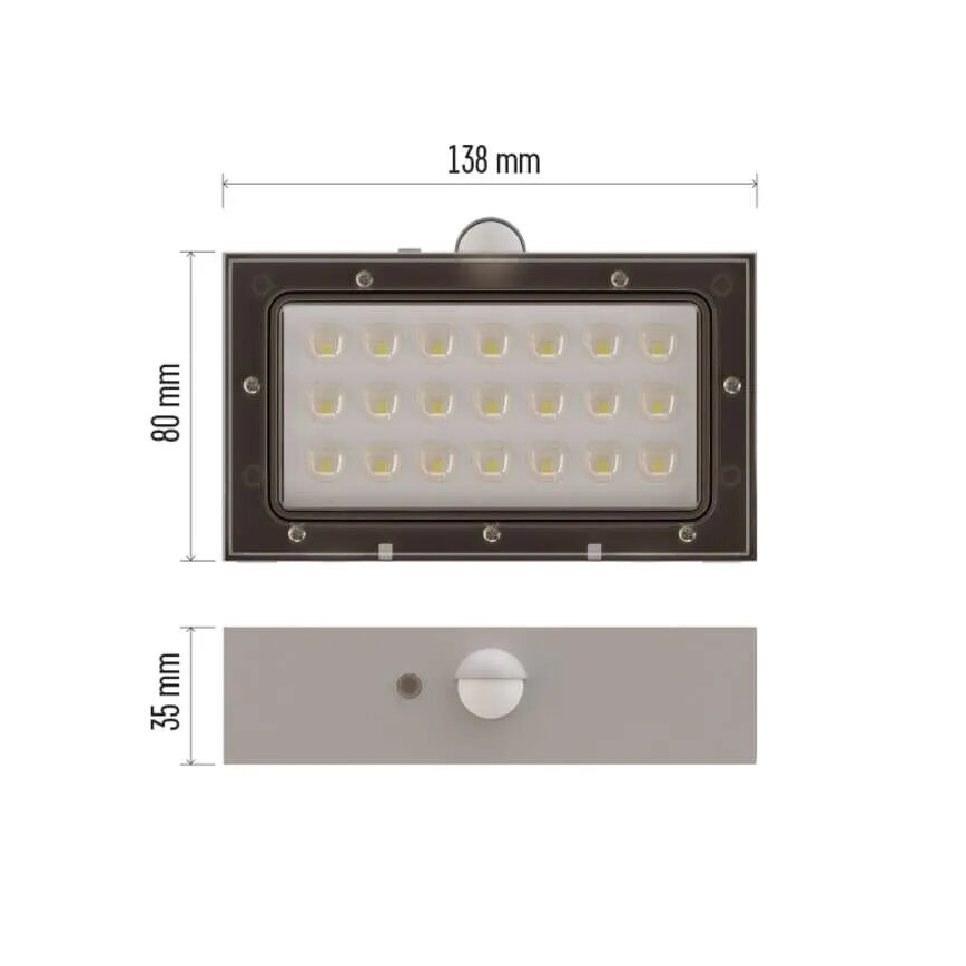 LED Solárny reflektor so senzorom pohybu LED/3,7V 1200mAh 4000K IP65 biela