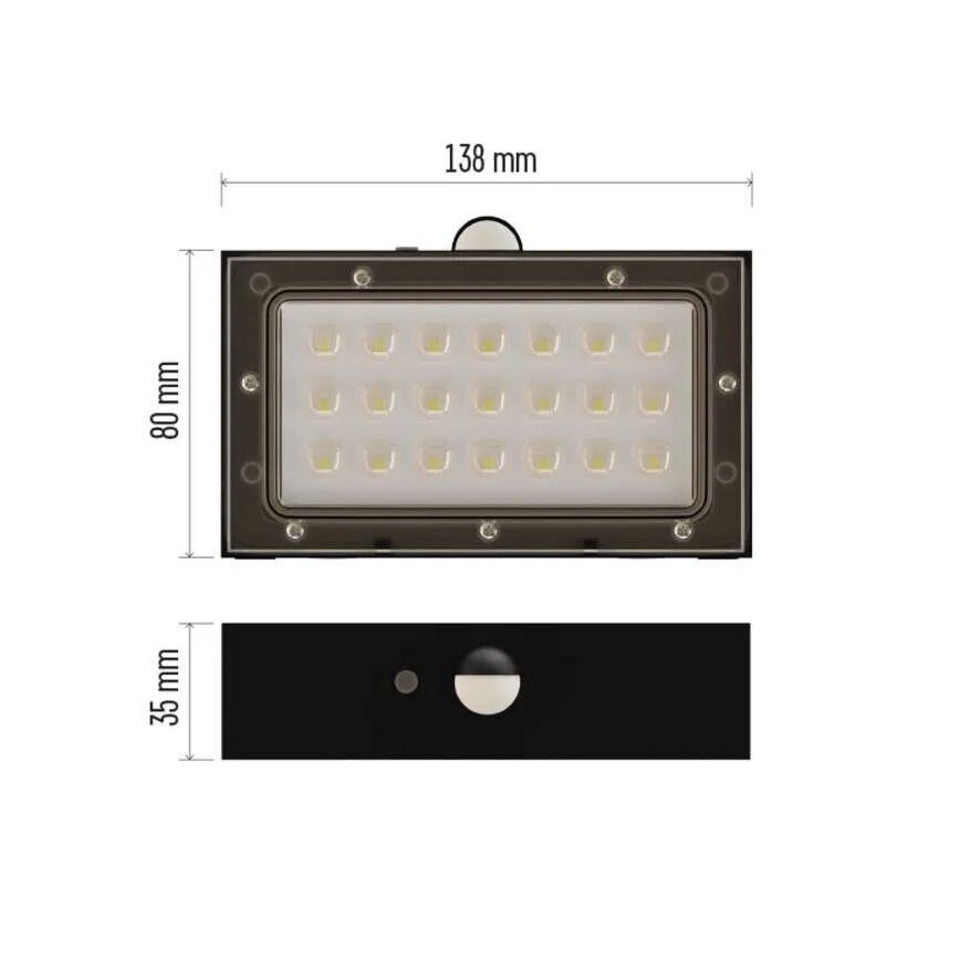 LED Solárny reflektor so senzorom pohybu LED/3,7V 1200mAh 4000K IP65 čierna