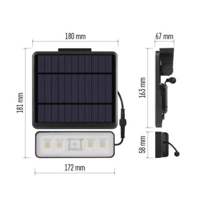 LED Solárny reflektor so senzorom pohybu LED/3,7V 2500mAh 4000K IP54