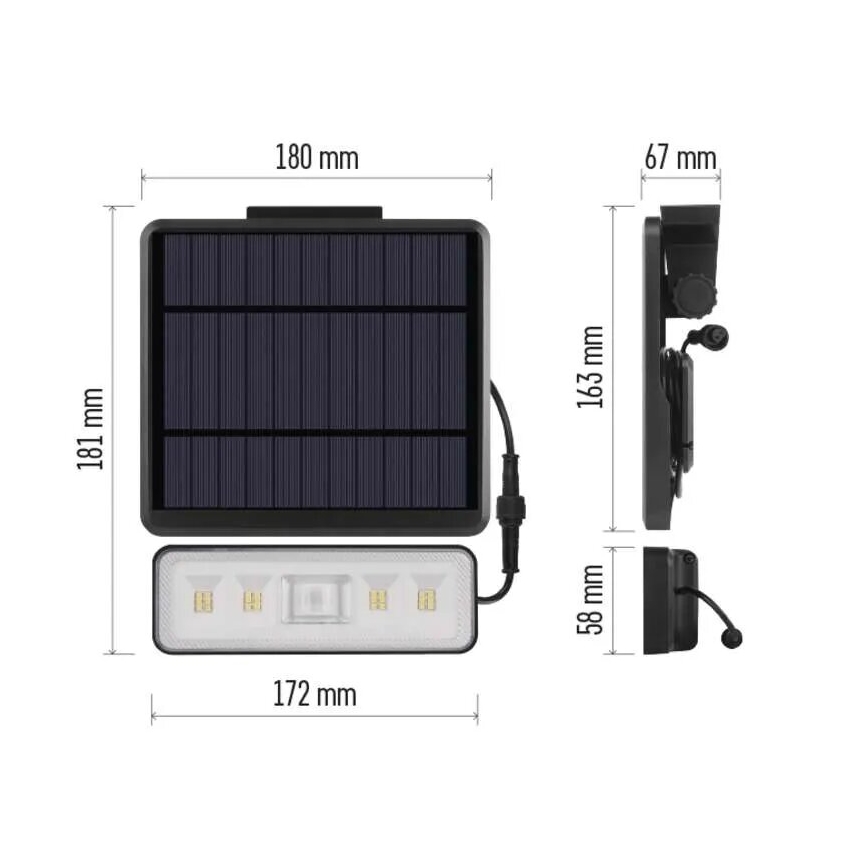 LED Solárny reflektor so senzorom pohybu LED/3,7V 2500mAh 4000K IP54
