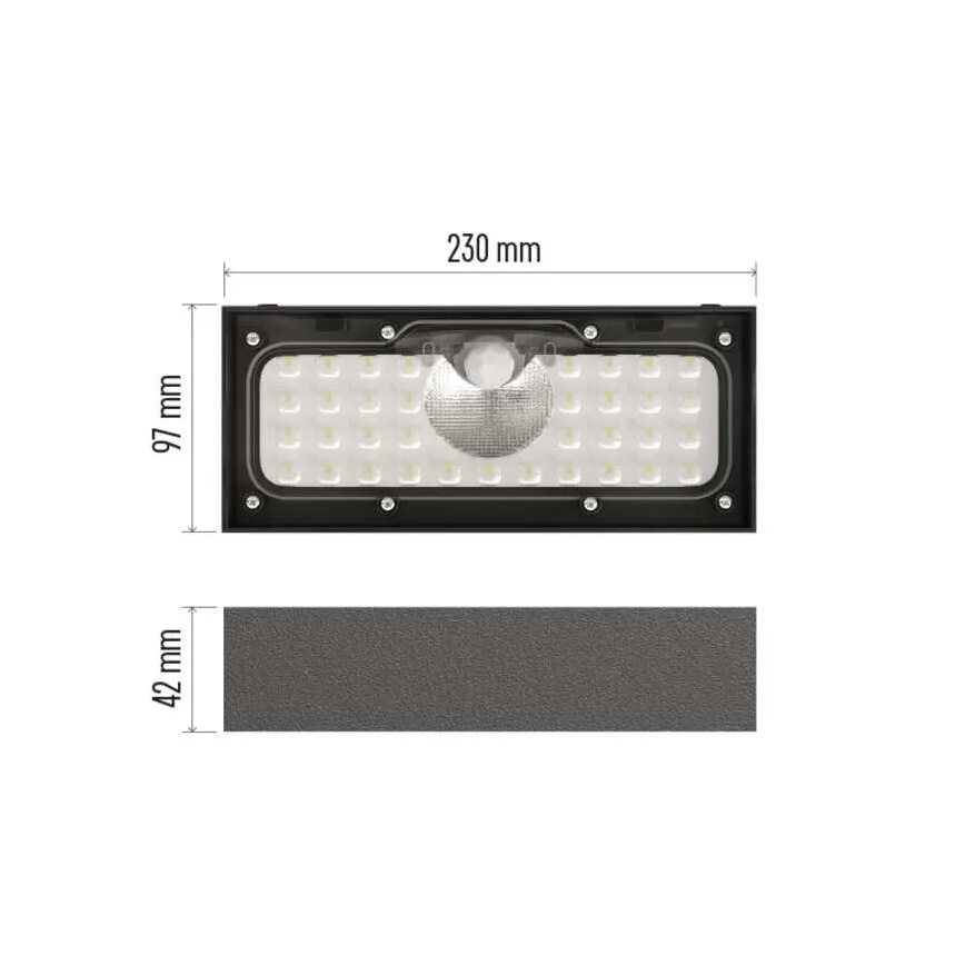 LED Solárny reflektor so senzorom pohybu LED/3,7V 3000mAh 4000K IP65 čierna