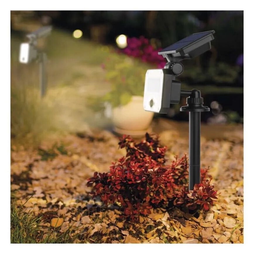 LED Solárny reflektor so senzorom pohybu SPILO LED/3,7V 3600mAh 4000K IP54 + diaľkové ovládanie