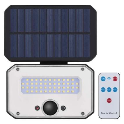 LED Solárny reflektor so senzorom pohybu SPILO LED/3,7V 3600mAh 4000K IP54 + diaľkové ovládanie