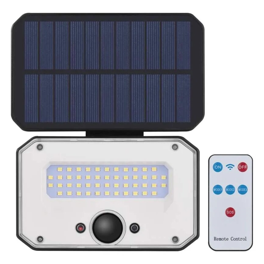 LED Solárny reflektor so senzorom pohybu SPILO LED/3,7V 3600mAh 4000K IP54 + diaľkové ovládanie