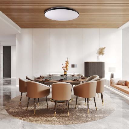 LED Stmievateľné stropné svietidlo KERN LED/80W/230V 3000-6000K pr. 80 cm čierna + diaľkové ovládanie