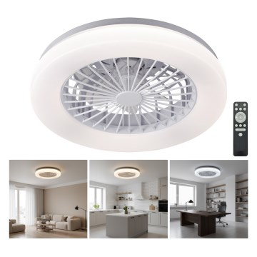LED Stlmiteľné stropné svietidlo s ventilátorom VENTELUX LED/24W/230V 3000/4000/6500K pr. 45 cm biela + diaľkové ovládanie