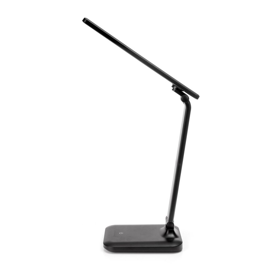 LED Stmievateľná dotyková lampa s bezdrôtovým nabíjaním a USB portom REMUS LED/5W/230V čierna