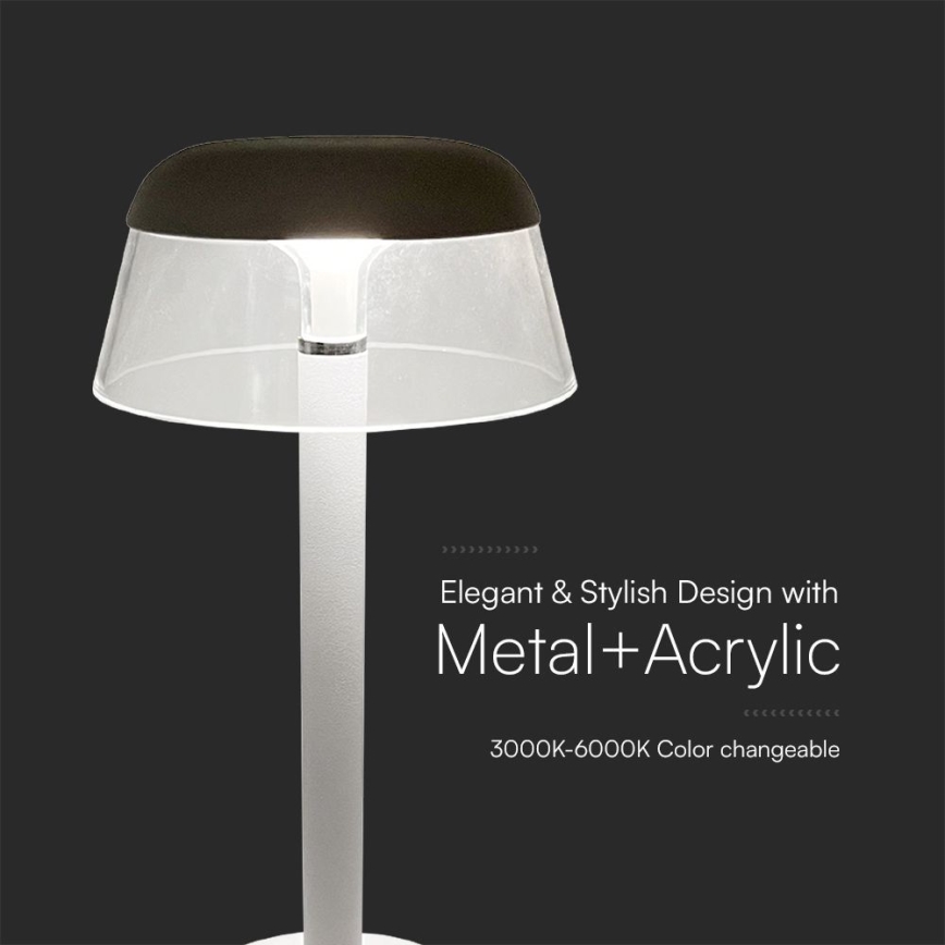 LED Stmievateľná nabíjacia dotyková stolná lampa LED/3W/5V 3000-6000K 1800 mAh biela