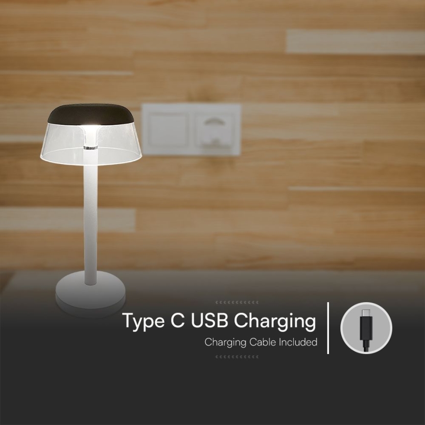 LED Stmievateľná nabíjacia dotyková stolná lampa LED/3W/5V 3000-6000K 1800 mAh biela