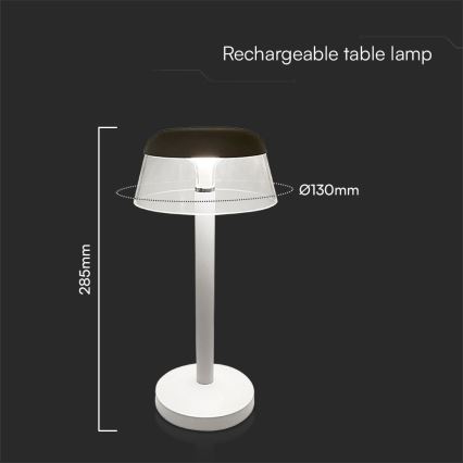 LED Stmievateľná nabíjacia dotyková stolná lampa LED/3W/5V 3000-6000K 1800 mAh biela