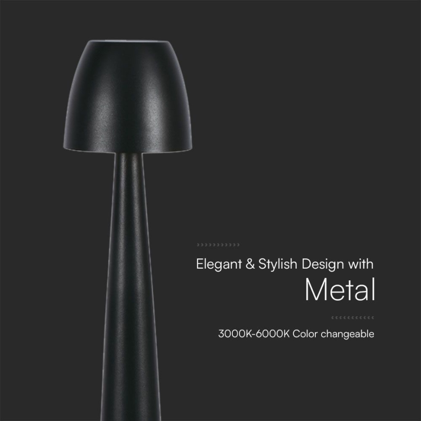 LED Stmievateľná nabíjacia dotyková stolná lampa LED/3W/5V 3000-6000K 1800 mAh čierna