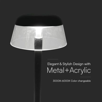 LED Stmievateľná nabíjacia dotyková stolná lampa LED/3W/5V 3000-6000K 1800 mAh čierna