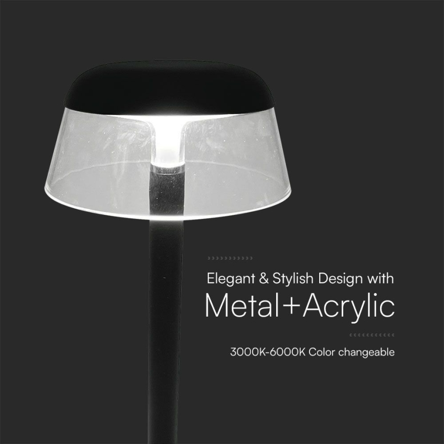 LED Stmievateľná nabíjacia dotyková stolná lampa LED/3W/5V 3000-6000K 1800 mAh čierna