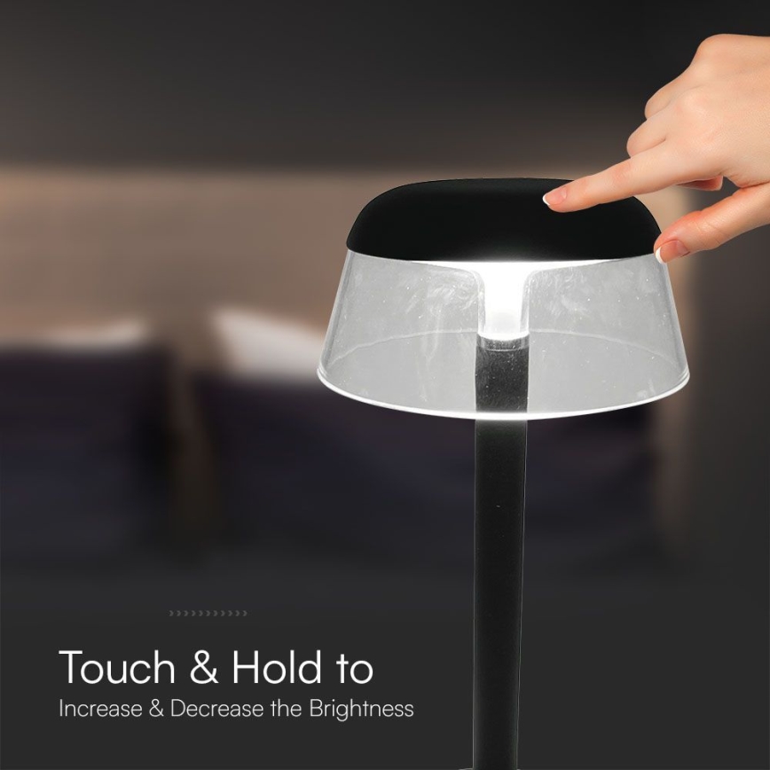 LED Stmievateľná nabíjacia dotyková stolná lampa LED/3W/5V 3000-6000K 1800 mAh čierna