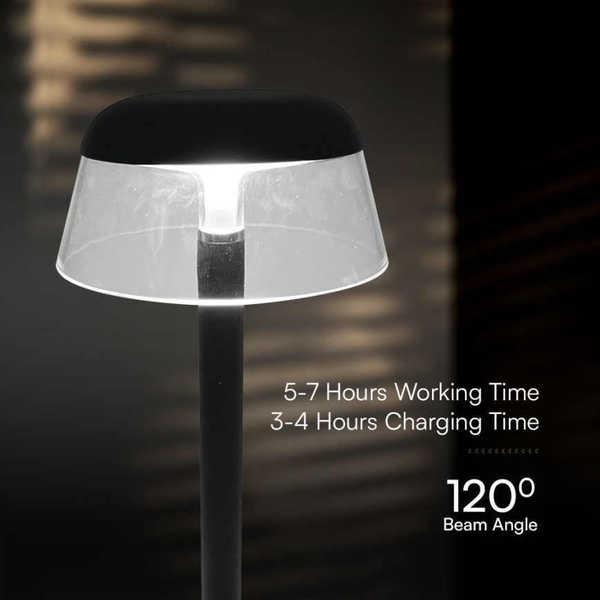 LED Stmievateľná nabíjacia dotyková stolná lampa LED/3W/5V 3000-6000K 1800 mAh čierna