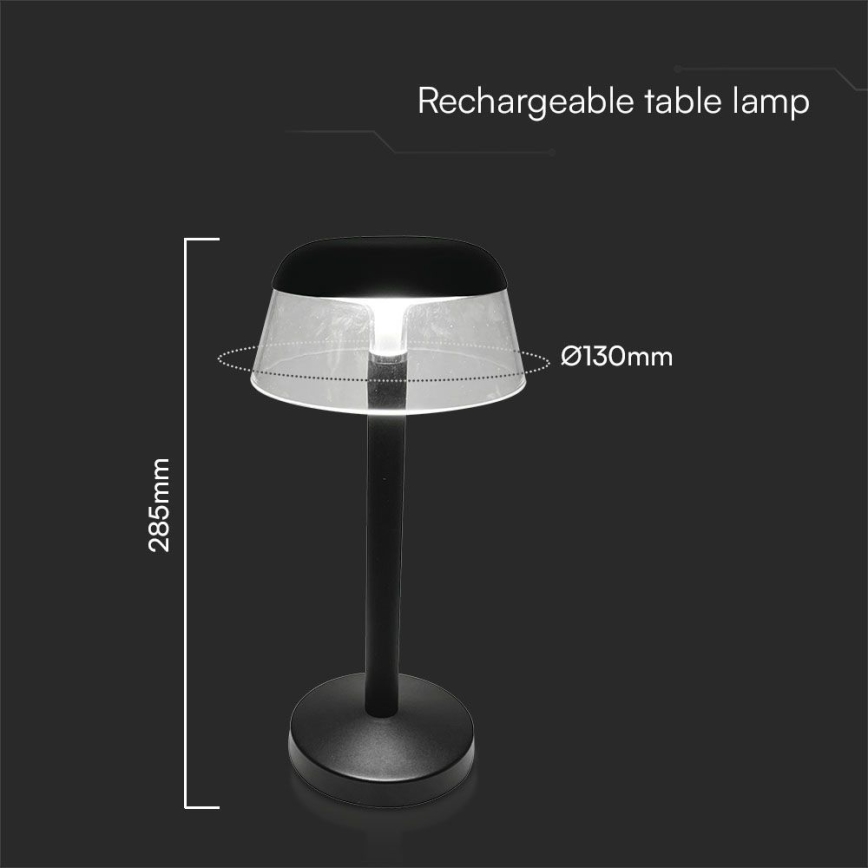 LED Stmievateľná nabíjacia dotyková stolná lampa LED/3W/5V 3000-6000K 1800 mAh čierna