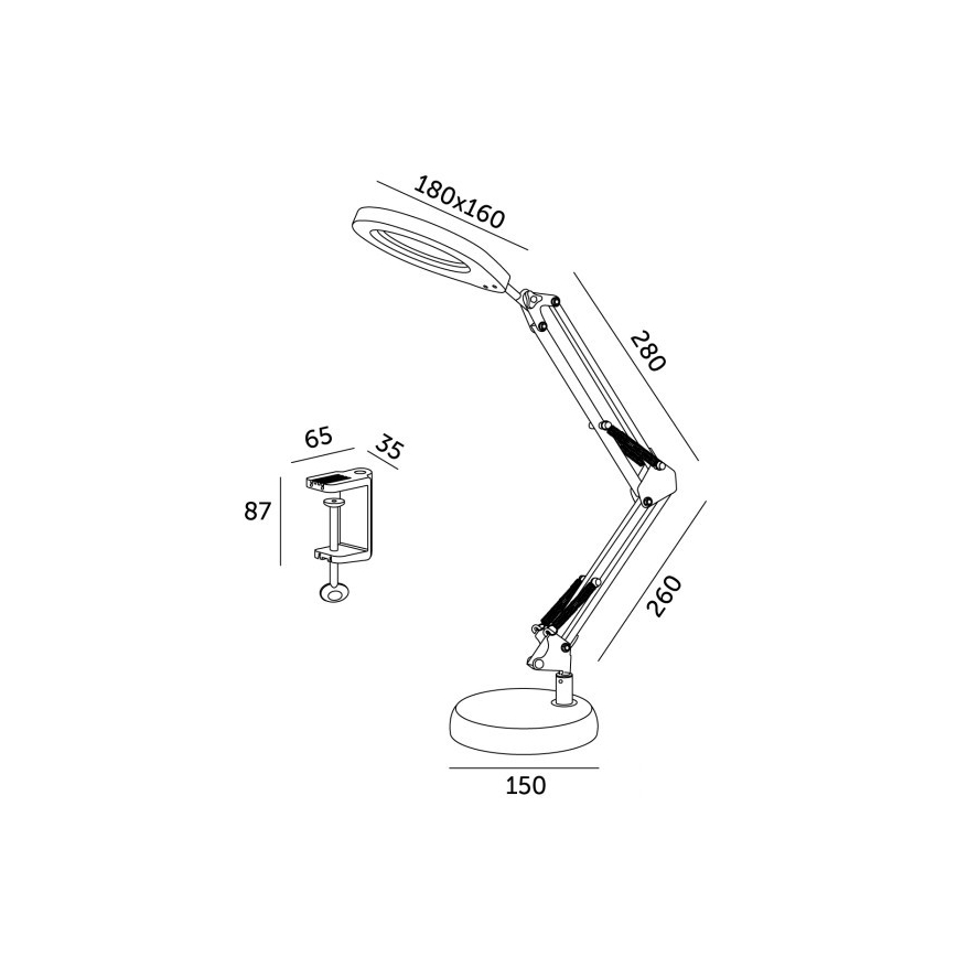 LED Stmievateľná stolná lampa s lupou 2v1 AURIQ LOUPE LED/10W/5V 3000/4000/6500K čierna