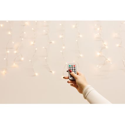LED Stmievateľný vonkajší vianočný záves CURTAIN 360xLED/8,4W/230V 2x2 m IP44 teplá biela + diaľkové ovládanie