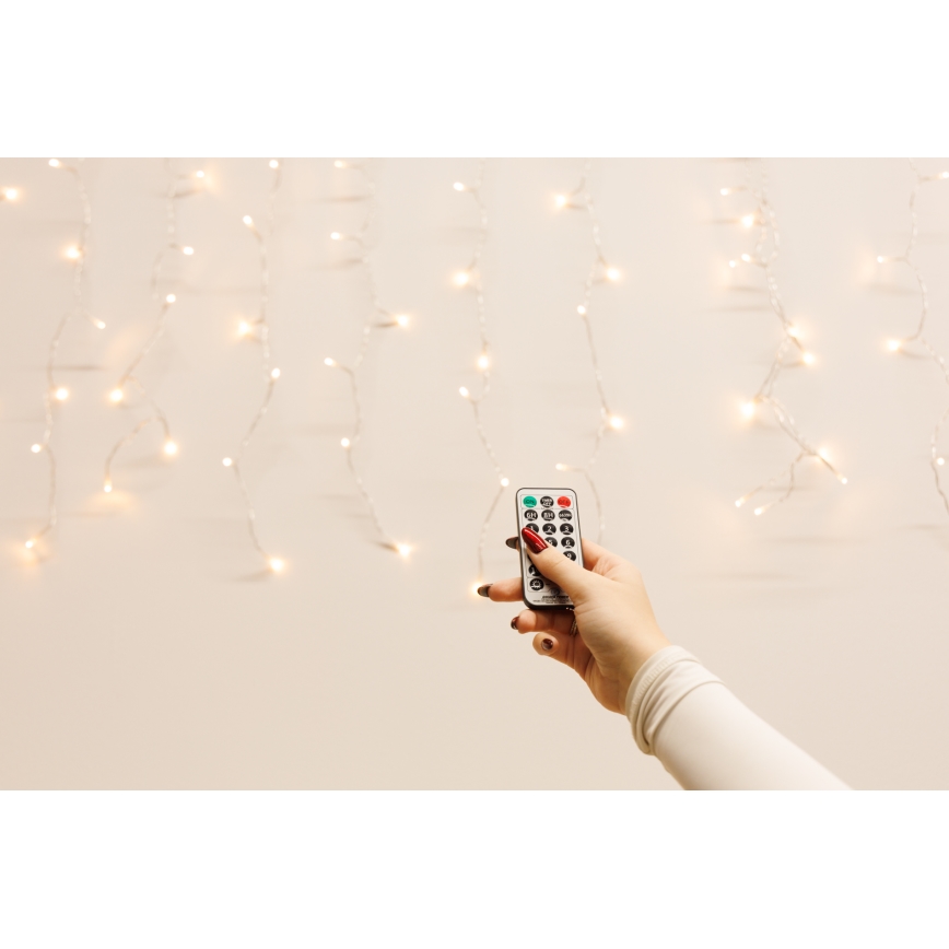 LED Stmievateľný vonkajší vianočný záves CURTAIN 360xLED/8,4W/230V 2x2 m IP44 teplá biela + diaľkové ovládanie
