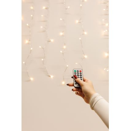 LED Stmievateľný vonkajší vianočný záves CURTAIN 360xLED/8,4W/230V 2x2 m IP44 teplá biela + diaľkové ovládanie