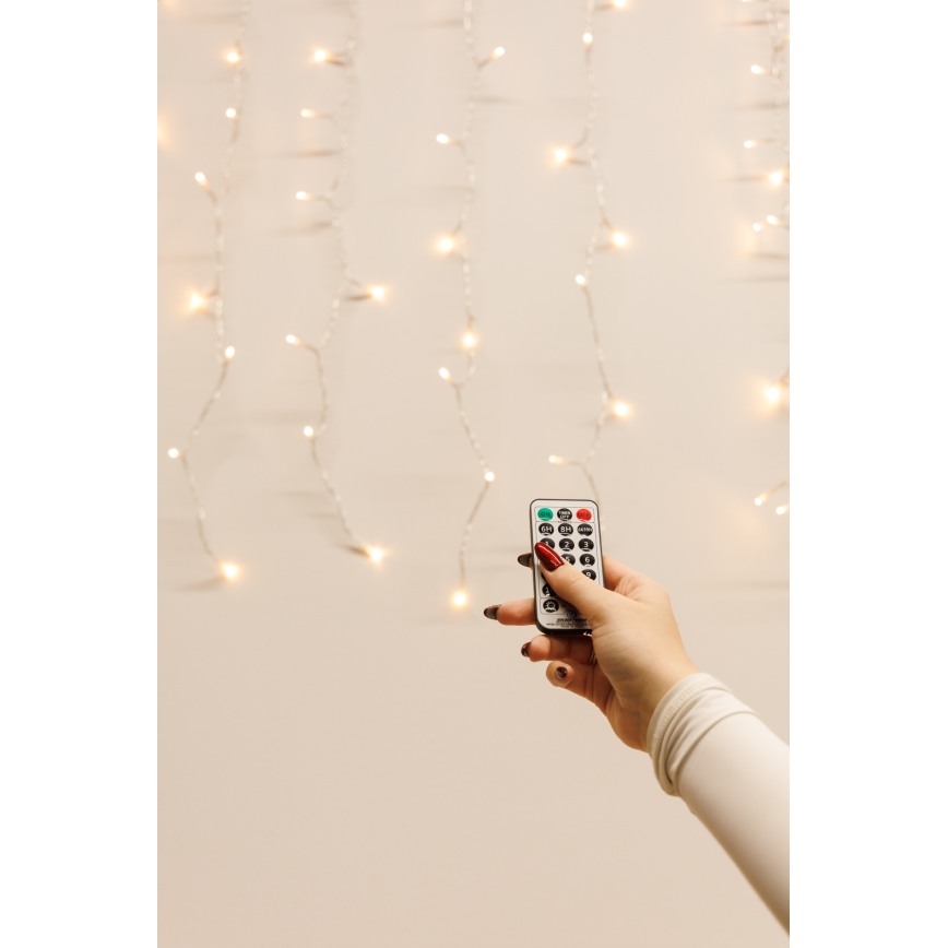 LED Stmievateľný vonkajší vianočný záves CURTAIN 360xLED/8,4W/230V 2x2 m IP44 teplá biela + diaľkové ovládanie