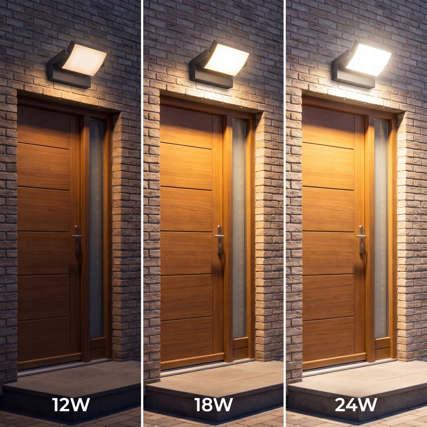 LED stmievateľné vonkajšie nástenné svietidlo LED/12/18/24W/230V 3000/4000/6500K IP54 čierne