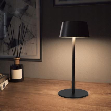 LED Stmievaná dotyková solárna lampa LED/3W/5V USB 1800 mAh IP44 čierna