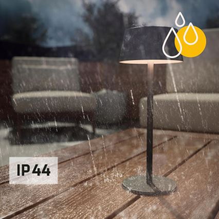 LED Stmievaná dotyková solárna lampa LED/3W/5V USB 1800 mAh IP44 čierna