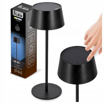 LED Stmievaná dotyková solárna lampa LED/3W/5V USB 1800 mAh IP44 čierna