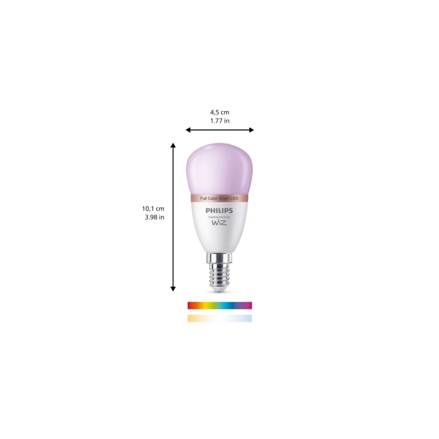 LED RGB stmievateľná žiarovka Philips SMART P45 E14/4,9W/230V 2200-6500K CRI 90