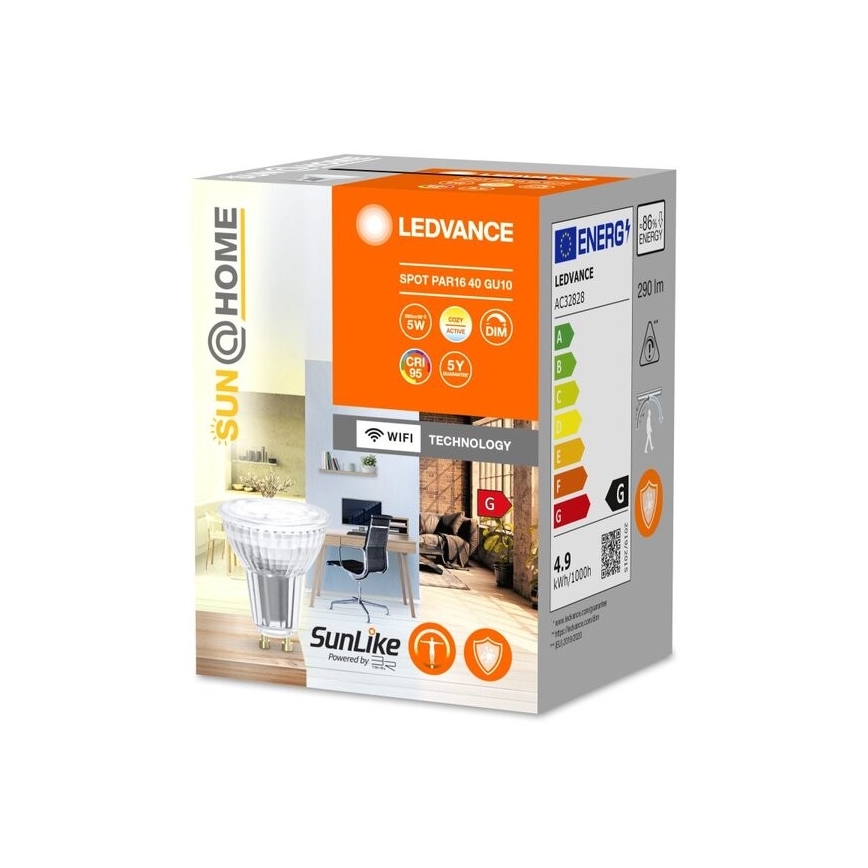 LED Stmievateľná antibakteriálna žiarovka PAR16 GU10/4,9W/230V Wi-Fi - Ledvance
