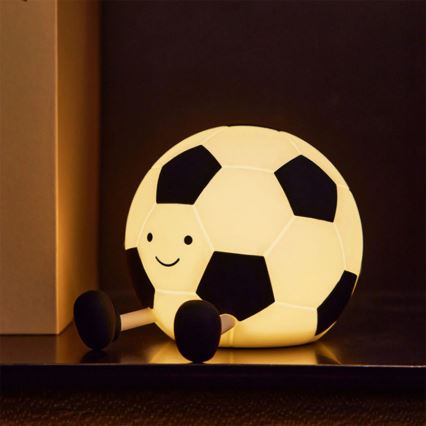 LED Stmievateľná detská dotyková lampa FOOTBALL LED/2W/5V USB 1200 mAh biela/čierna