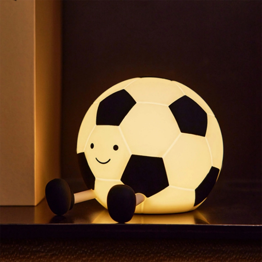 LED Stmievateľná detská dotyková lampa FOOTBALL LED/2W/5V USB 1200 mAh biela/čierna