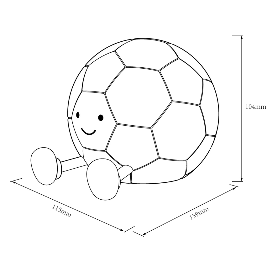 LED Stmievateľná detská dotyková lampa FOOTBALL LED/2W/5V USB 1200 mAh biela/čierna