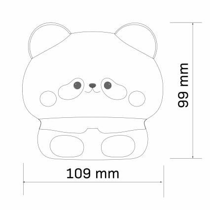 LED Stmievateľná detská dotyková lampa PANDA LED/2W/3,7V 1200 mAh