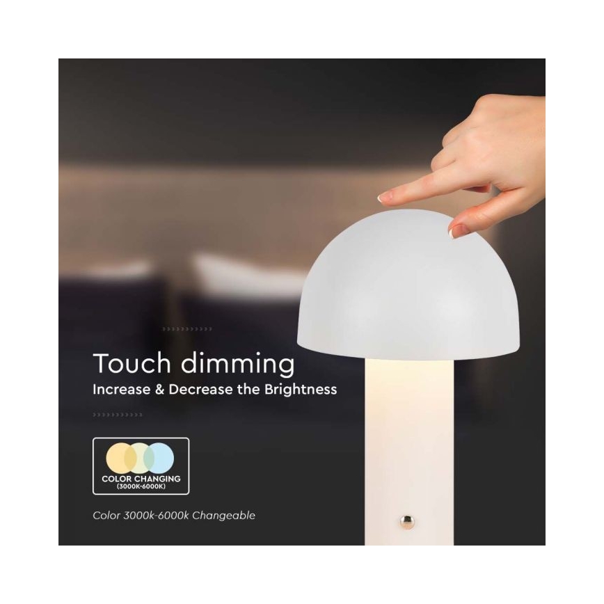 LED Stmievateľná dobíjacia dotyková stolná lampa LED/1W/5V 3000-6000K 1800 mAh biela