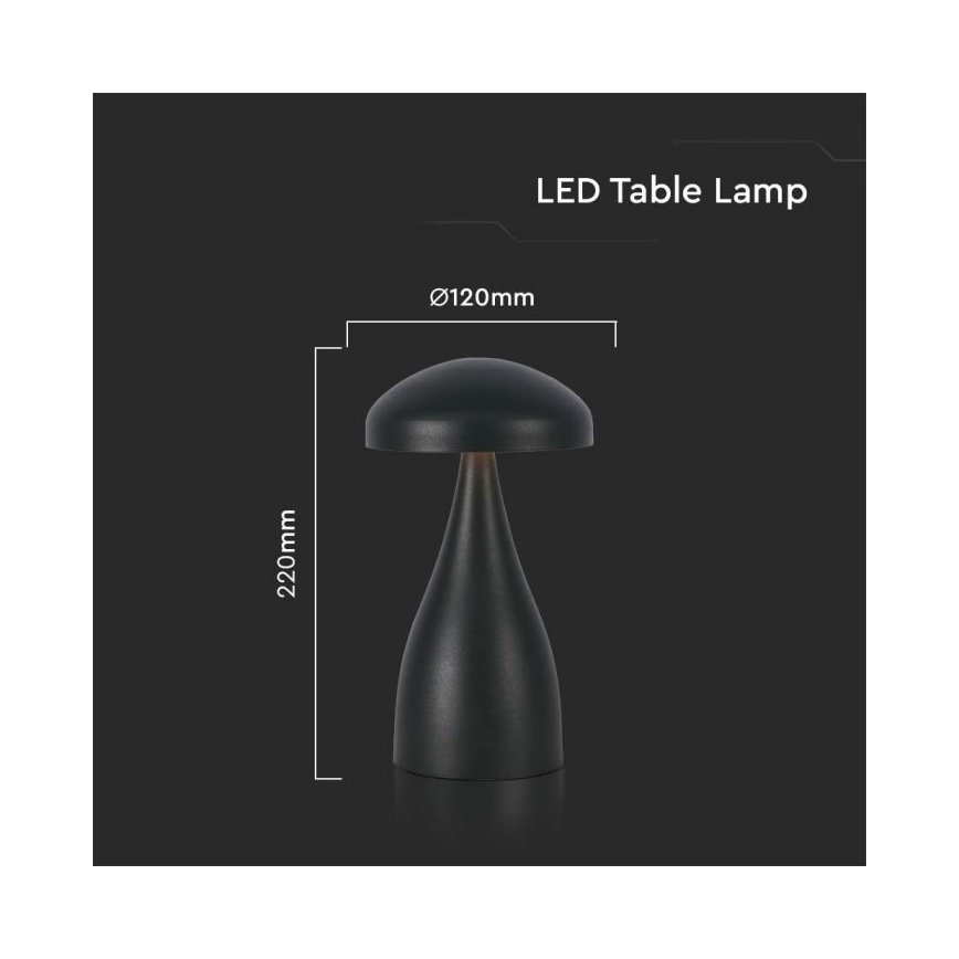 LED Stmievateľná dobíjacia dotyková stolná lampa LED/1W/5V 3000-6000K 1800 mAh čierna
