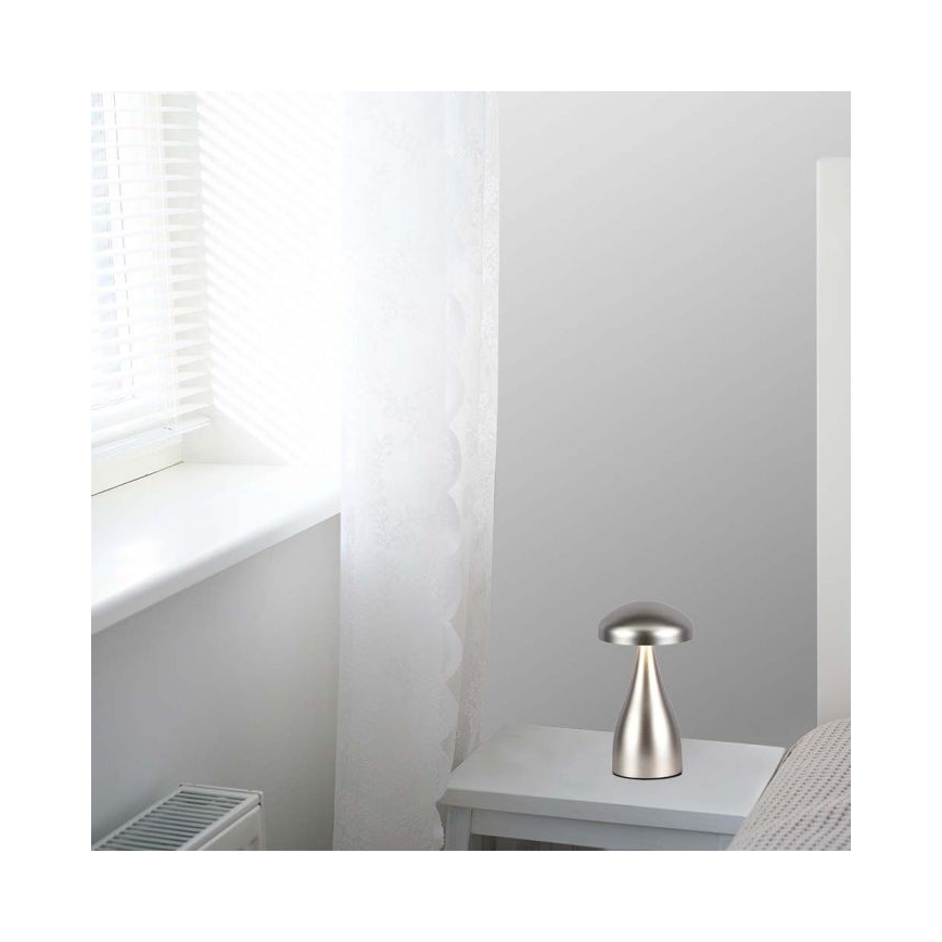 LED Stmievateľná dobíjacia dotyková stolná lampa LED/1W/5V 3000-6000K 1800 mAh strieborná