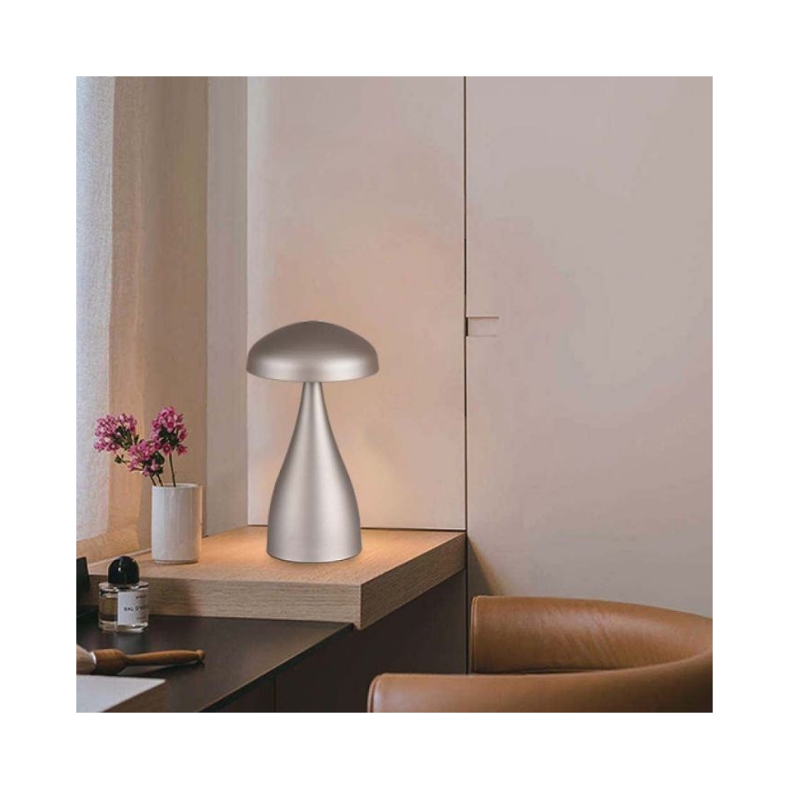 LED Stmievateľná dobíjacia dotyková stolná lampa LED/1W/5V 3000-6000K 1800 mAh strieborná