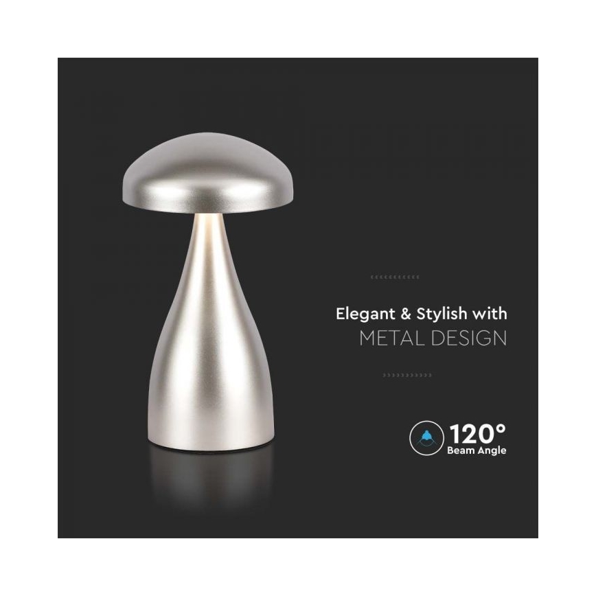 LED Stmievateľná dobíjacia dotyková stolná lampa LED/1W/5V 3000-6000K 1800 mAh strieborná
