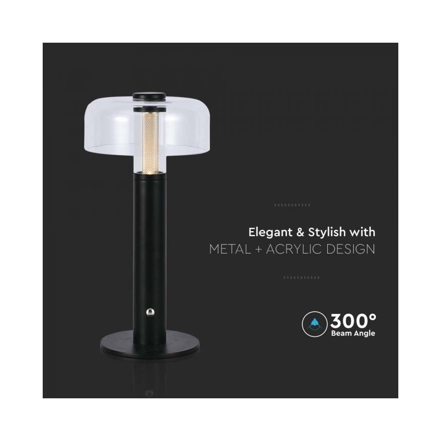 LED Stmievateľná dobíjacia dotyková stolná lampa LED/1W/5V 3000K 1800 mAh čierna