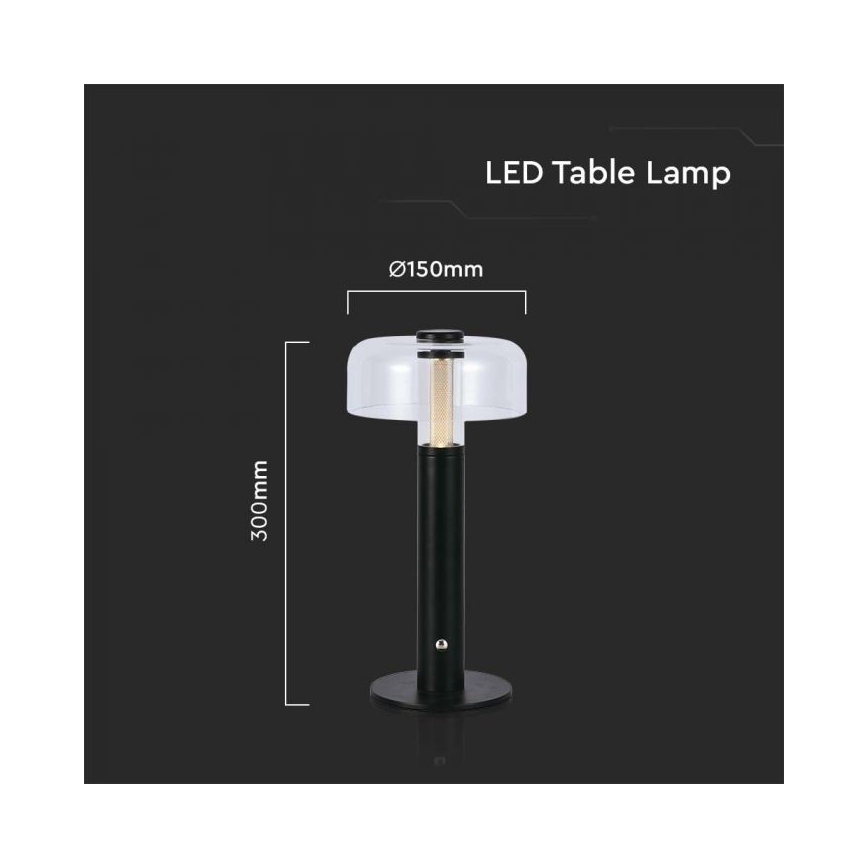 LED Stmievateľná dobíjacia dotyková stolná lampa LED/1W/5V 3000K 1800 mAh čierna