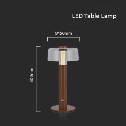 LED Stmievateľná dobíjacia dotyková stolná lampa LED/1W/5V 3000K 1800 mAh hnedá