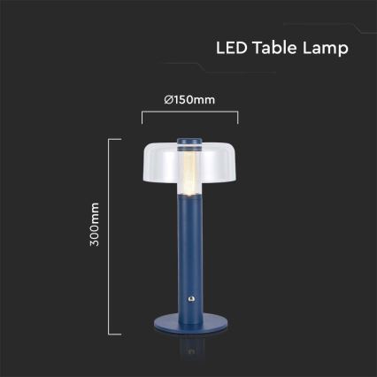 LED Stmievateľná dobíjacia dotyková stolná lampa LED/1W/5V 3000K 1800 mAh modrá